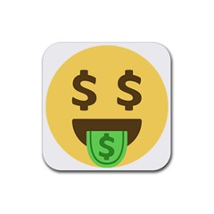 Money Face Emoji Rubber Coaster (square)  by BestEmojis