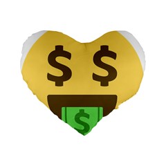 Money Face Emoji Standard 16  Premium Heart Shape Cushions by BestEmojis