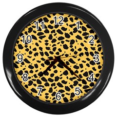 Skin Animals Cheetah Dalmation Black Yellow Wall Clocks (black) by Mariart