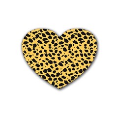 Skin Animals Cheetah Dalmation Black Yellow Heart Coaster (4 Pack)  by Mariart