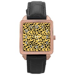 Skin Animals Cheetah Dalmation Black Yellow Rose Gold Leather Watch  by Mariart