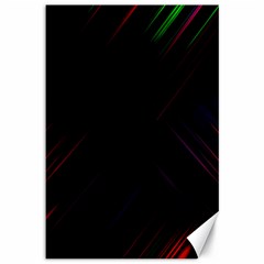 Streaks Line Light Neon Space Rainbow Color Black Canvas 12  X 18   by Mariart