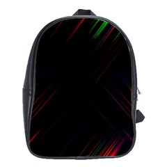 Streaks Line Light Neon Space Rainbow Color Black School Bags(large) 