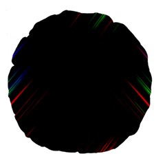 Streaks Line Light Neon Space Rainbow Color Black Large 18  Premium Flano Round Cushions