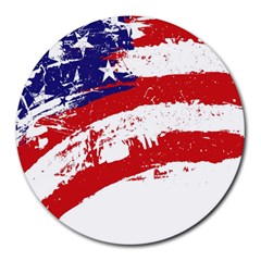 Red White Blue Star Flag Round Mousepads