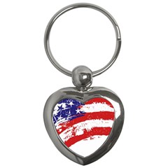 Red White Blue Star Flag Key Chains (heart)  by Mariart