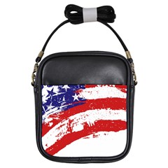 Red White Blue Star Flag Girls Sling Bags by Mariart