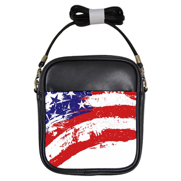 Red White Blue Star Flag Girls Sling Bags