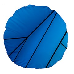 Technical Line Blue Black Large 18  Premium Flano Round Cushions
