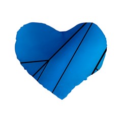 Technical Line Blue Black Standard 16  Premium Flano Heart Shape Cushions by Mariart