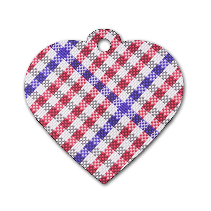 Webbing Wicker Art Red Bluw White Dog Tag Heart (One Side)