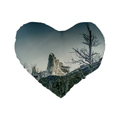 Fitz Roy Mountain, El Chalten Patagonia   Argentina Standard 16  Premium Flano Heart Shape Cushions by dflcprints