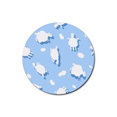 Vector Sheep Clouds Background Rubber Coaster (Round) 