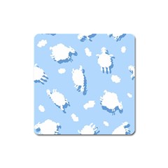 Vector Sheep Clouds Background Square Magnet