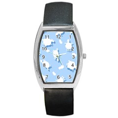 Vector Sheep Clouds Background Barrel Style Metal Watch