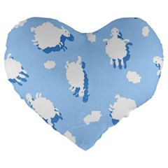 Vector Sheep Clouds Background Large 19  Premium Flano Heart Shape Cushions