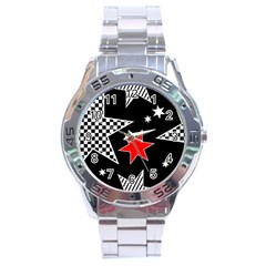 Stars Seamless Pattern Background Stainless Steel Analogue Watch by Nexatart