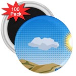 Grid Sky Course Texture Sun 3  Magnets (100 pack) Front