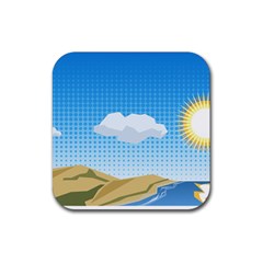 Grid Sky Course Texture Sun Rubber Coaster (Square) 