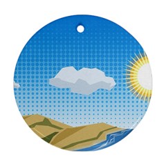 Grid Sky Course Texture Sun Round Ornament (Two Sides)