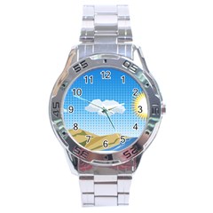 Grid Sky Course Texture Sun Stainless Steel Analogue Watch