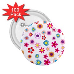 Floral Flowers Background Pattern 2 25  Buttons (100 Pack)  by Nexatart