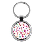 Floral Flowers Background Pattern Key Chains (Round)  Front