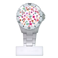 Floral Flowers Background Pattern Plastic Nurses Watch by Nexatart