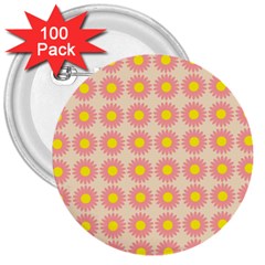 Pattern Flower Background Wallpaper 3  Buttons (100 pack) 