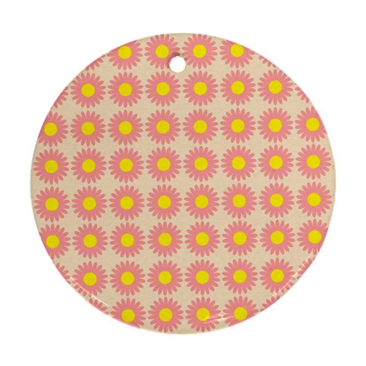 Pattern Flower Background Wallpaper Round Ornament (Two Sides)