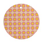Pattern Flower Background Wallpaper Round Ornament (Two Sides) Back