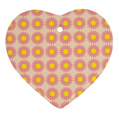 Pattern Flower Background Wallpaper Heart Ornament (Two Sides)