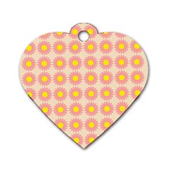 Pattern Flower Background Wallpaper Dog Tag Heart (One Side)