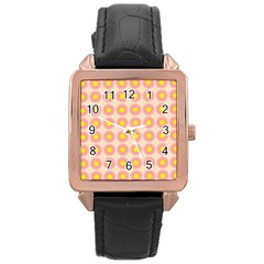 Pattern Flower Background Wallpaper Rose Gold Leather Watch 