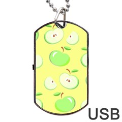 Apples Apple Pattern Vector Green Dog Tag USB Flash (One Side)