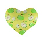 Apples Apple Pattern Vector Green Standard 16  Premium Flano Heart Shape Cushions Front