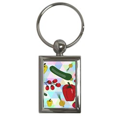 Vegetables Cucumber Tomato Key Chains (rectangle)  by Nexatart