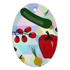 Vegetables Cucumber Tomato Oval Ornament (two Sides) by Nexatart