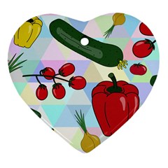 Vegetables Cucumber Tomato Heart Ornament (two Sides) by Nexatart