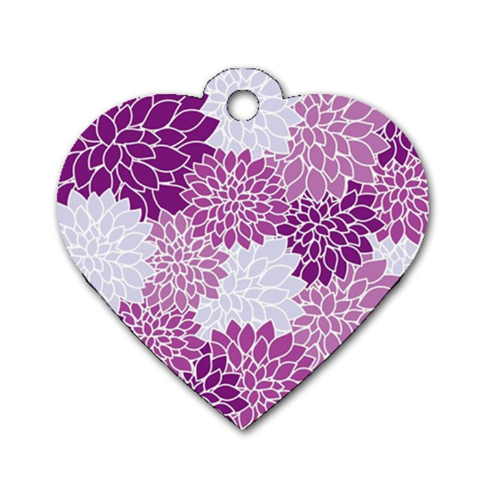 Floral Wallpaper Flowers Dahlia Dog Tag Heart (One Side)