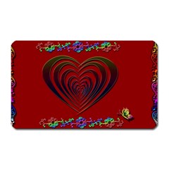 Red Heart Colorful Love Shape Magnet (rectangular) by Nexatart