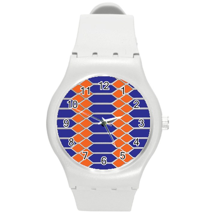 Pattern Design Modern Backdrop Round Plastic Sport Watch (M)