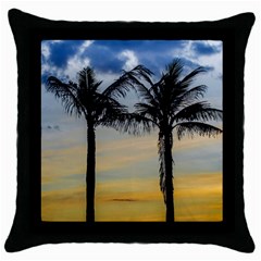 Palm Trees Against Sunset Sky Throw Pillow Case (black)