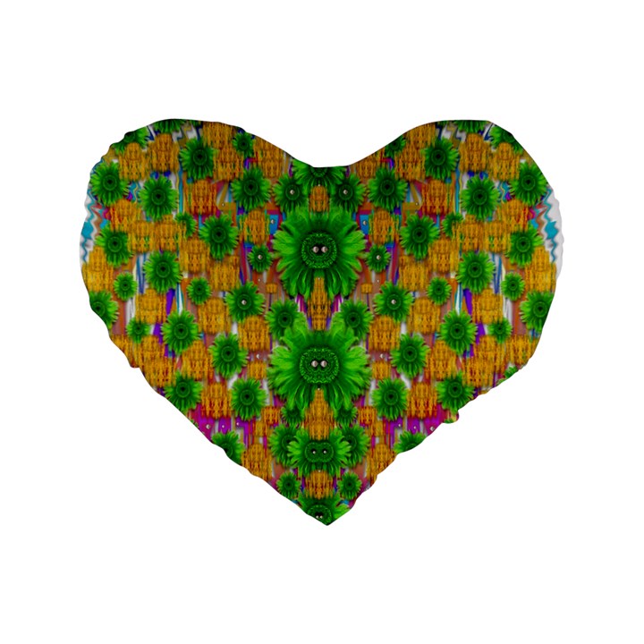 Jungle Love In Fantasy Landscape Of Freedom Peace Standard 16  Premium Heart Shape Cushions