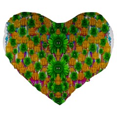 Jungle Love In Fantasy Landscape Of Freedom Peace Large 19  Premium Flano Heart Shape Cushions by pepitasart