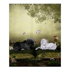 Wonderful Whte Unicorn With Black Horse Shower Curtain 60  X 72  (medium)  by FantasyWorld7