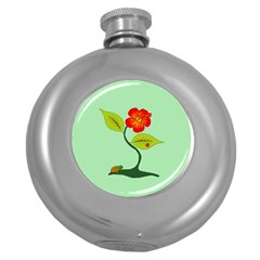 Plant And Flower Round Hip Flask (5 Oz) by linceazul