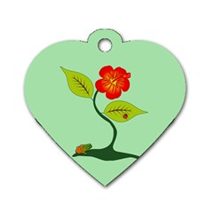 Plant And Flower Dog Tag Heart (two Sides) by linceazul