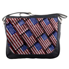 Usa Flag Grunge Pattern Messenger Bags by dflcprints