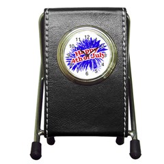 Happy 4th Of July Graphic Logo Pen Holder Desk Clocks by dflcprints